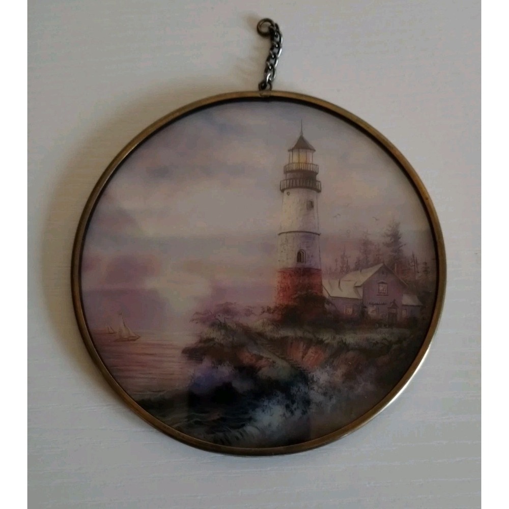 Glassmasters Stained Glass Suncatcher Thomas Kincaide Lighthouse by the Ocean 5"